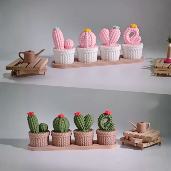 3d printed love knitted cactus decor